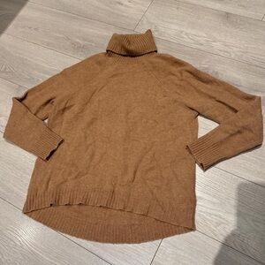 J Crew Alpaca Wool Camel Brown Turtleneck sweater